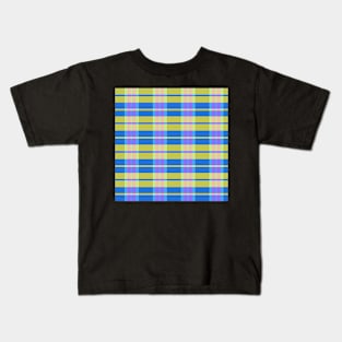 Neon Aesthetic Daviana 1 Hand Drawn Textured Plaid Pattern Kids T-Shirt